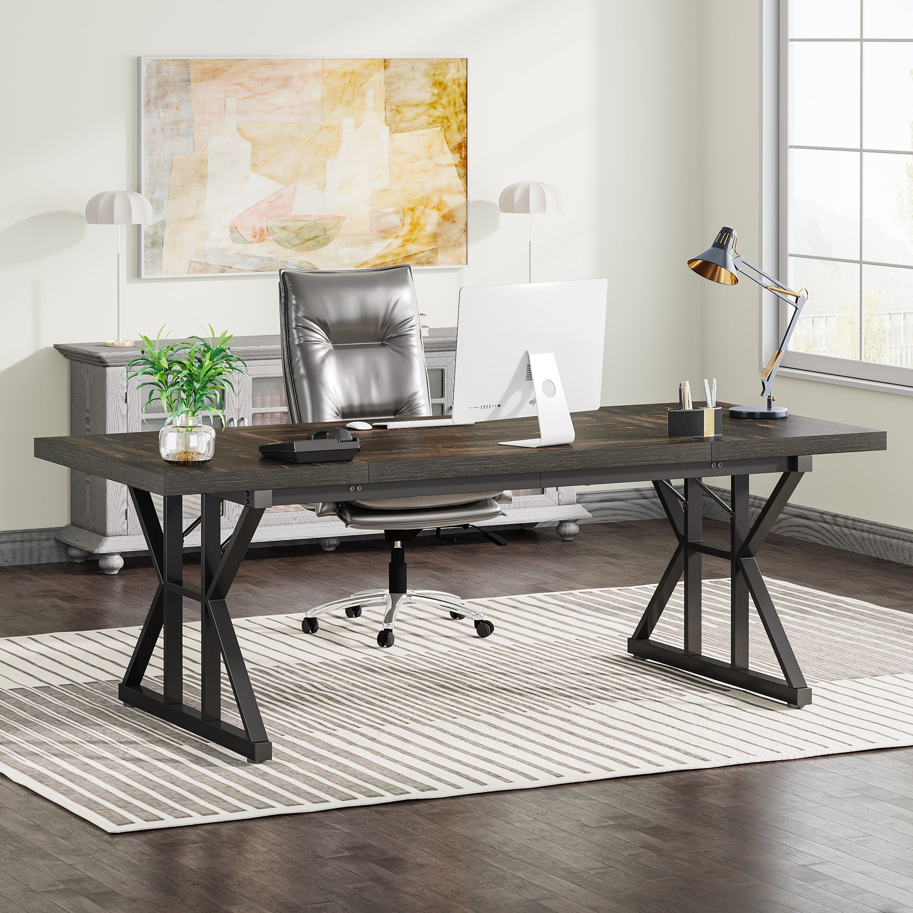 6FT Conference Table, Rectangle Meeting Room Table Executive Desk Tribesigns